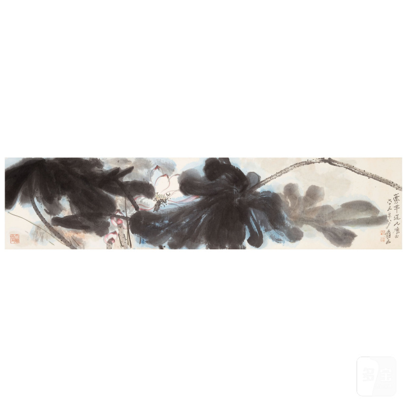 張大千（1899-1983） 荷花 設色紙本 鏡心 一九七六年作 | ZHANG DAQIAN (1899-1983)